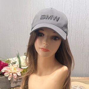 BMW Cap Hat Gray Adjustable Strap Back One Size Adult Unisex